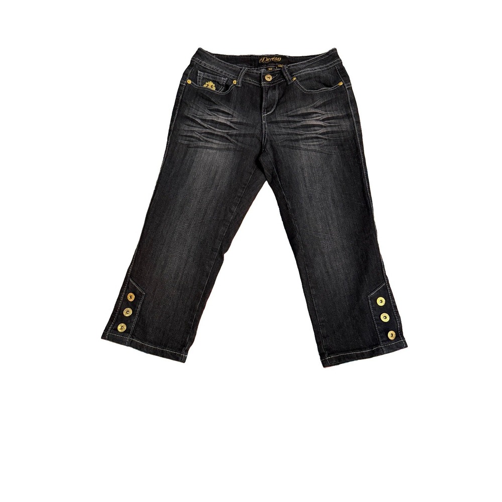 Beyonce Dereon Y2K Jeans Size 4 Low Rise Capri Patchwork Studs Logo Hip Hop Vtg